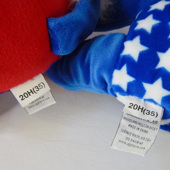 Set 2 Vtg Patriotic Election Mascots Elephant Donkey Plush Stars Stripe Red Blue - Picture 13 of 13